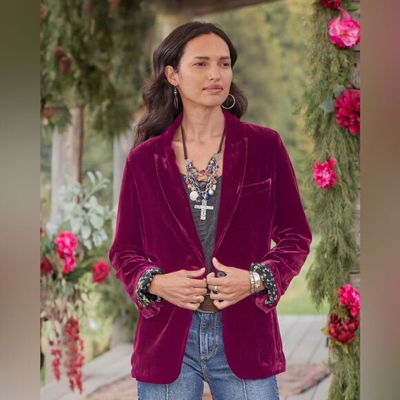 Sundance Monte Rosa Velvet Blazer Maroon